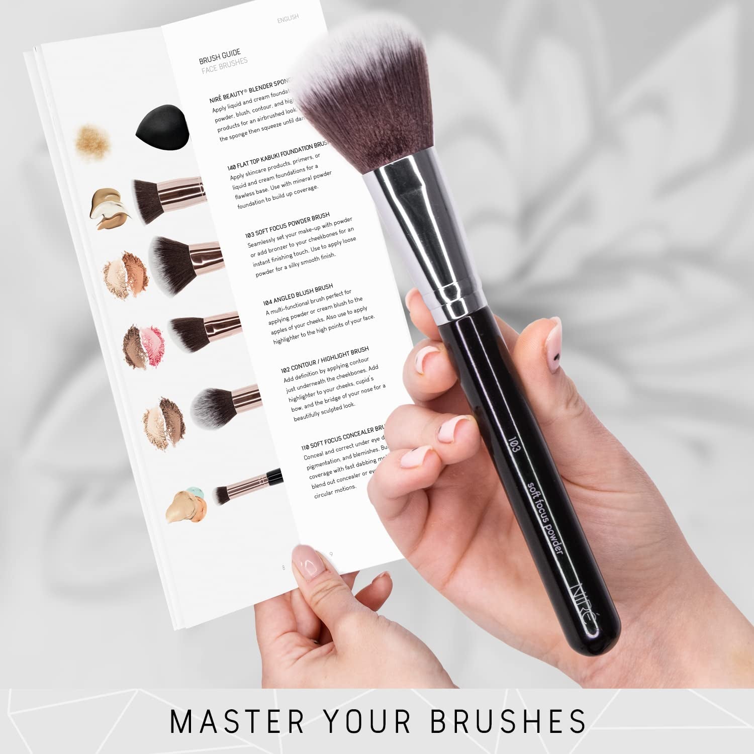 Niré Beauty 15-Piece Award-Winning Vegan Professional Makeup Brush Set with Case, Makeup Sponge, Brush Cleaner, Guide, and Gift Box