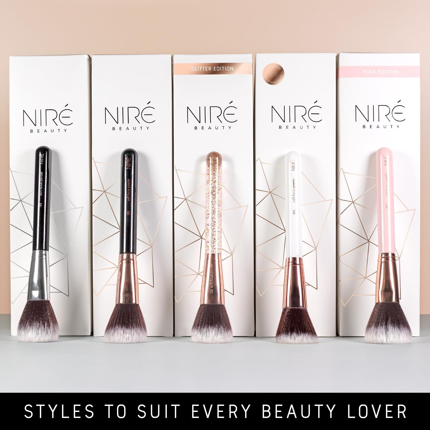 Niré Beauty 15-Piece Award-Winning Vegan Professional Makeup Brush Set with Case, Makeup Sponge, Brush Cleaner, Guide, and Gift Box