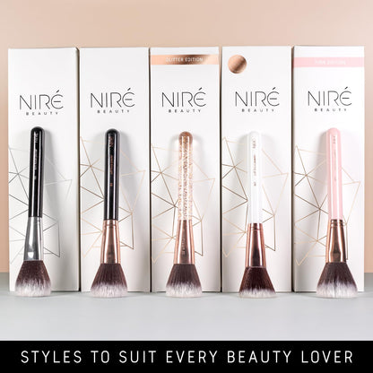 Niré Beauty 15-Piece Award-Winning Vegan Professional Makeup Brush Set with Case, Makeup Sponge, Brush Cleaner, Guide, and Gift Box